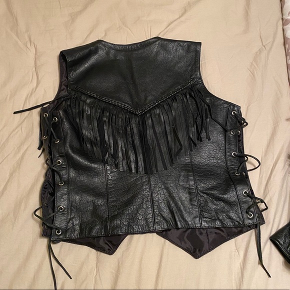 Leather Vest w/ laced up sides - Picture 2 of 4